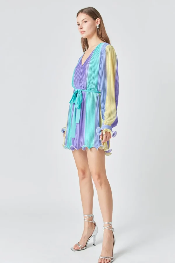 ENDLESS ROSE Tops*- Pleated Mini Dress MULTI