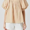 ENDLESS ROSE Tops*- Pleated Puff Sleeve Top