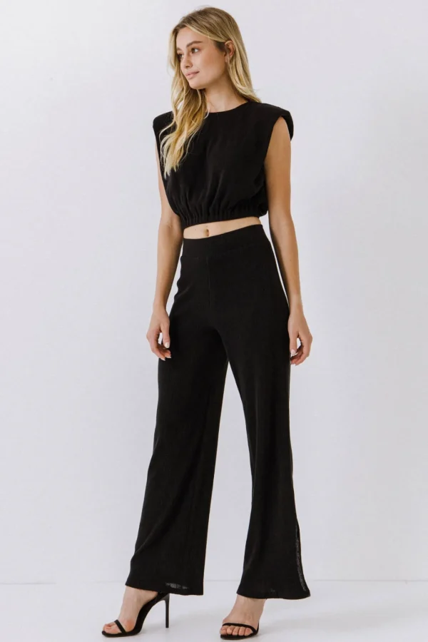 ENDLESS ROSE Tops*- Pleated Shoulder Pad Top