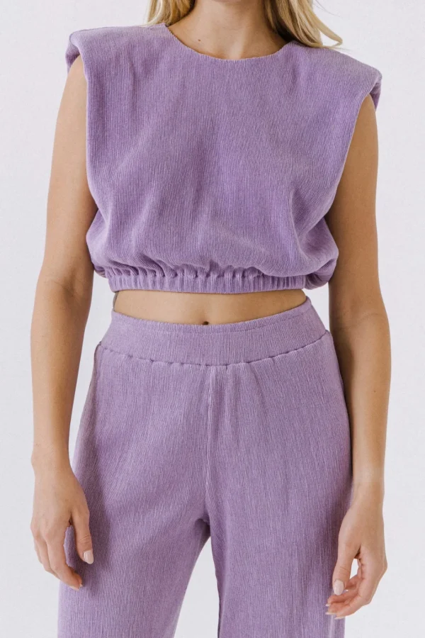 ENDLESS ROSE Tops*- Pleated Shoulder Pad Top
