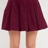 ENDLESS ROSE Skirts | Tops*- Pleated Waist Mini Skirt BURGUNDY