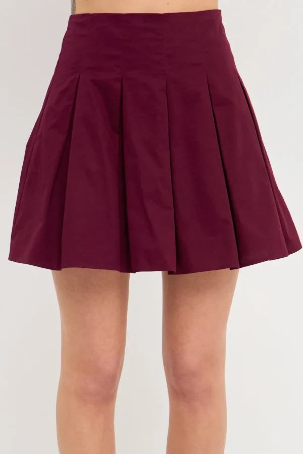 ENDLESS ROSE Skirts | Tops*- Pleated Waist Mini Skirt BURGUNDY