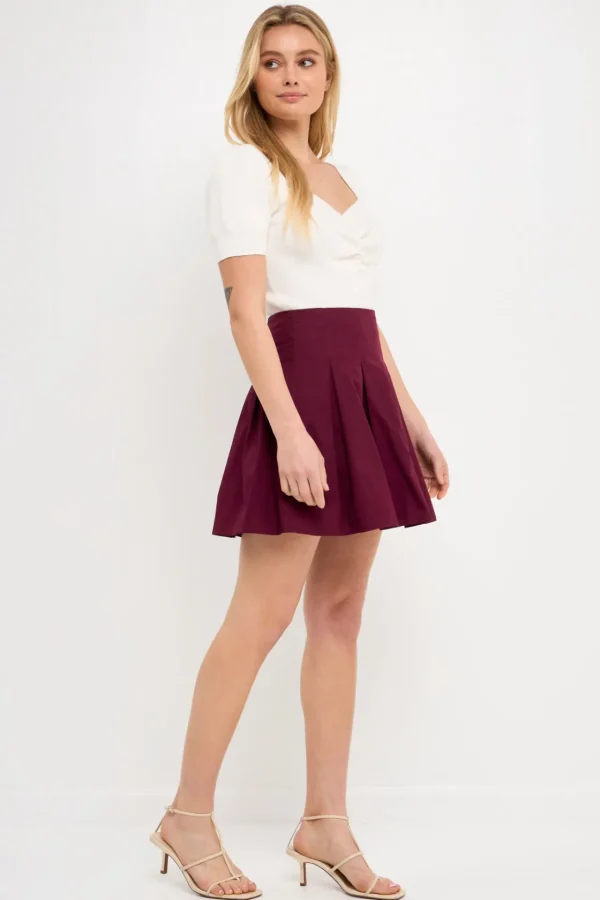 ENDLESS ROSE Skirts | Tops*- Pleated Waist Mini Skirt BURGUNDY