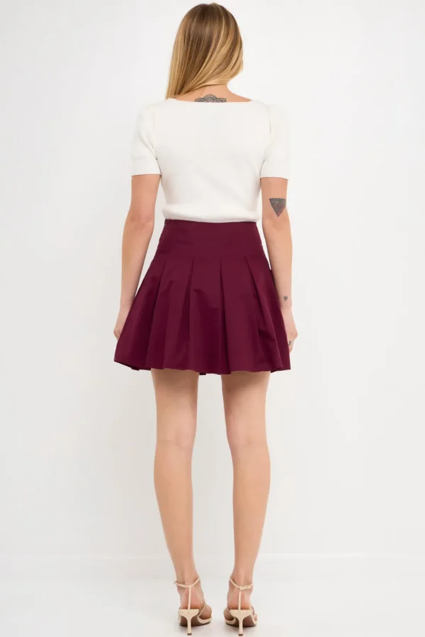 ENDLESS ROSE Skirts | Tops*- Pleated Waist Mini Skirt BURGUNDY