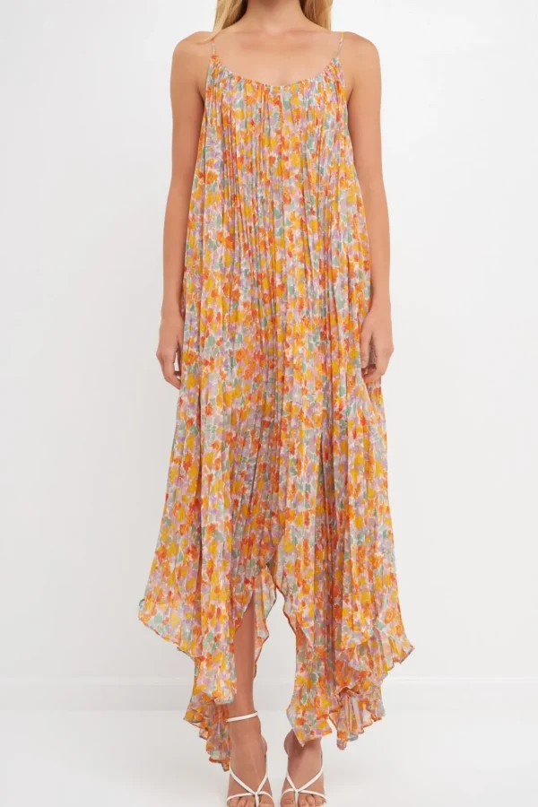 ENDLESS ROSE Tops*- Pleated Waterfall Maxi Dress MULTI