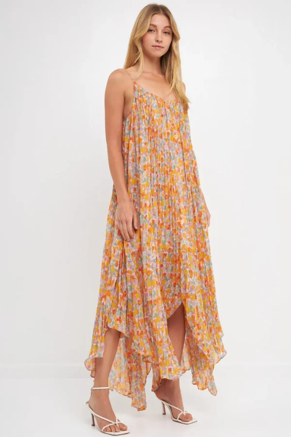 ENDLESS ROSE Tops*- Pleated Waterfall Maxi Dress MULTI