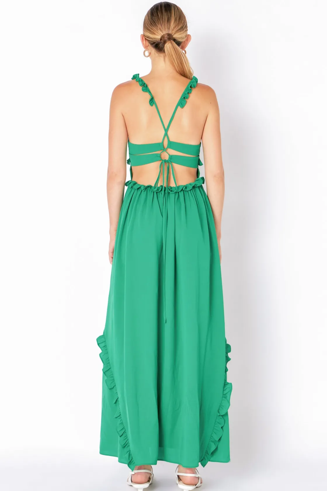 endless_rose__plunged_ope_2.webp ENDLESS ROSE Strapless | Tops*- Plunged Open Back Maxi Dress KELLYGREEN