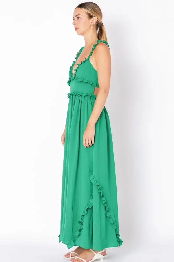 ENDLESS ROSE Strapless | Tops*- Plunged Open Back Maxi Dress KELLYGREEN