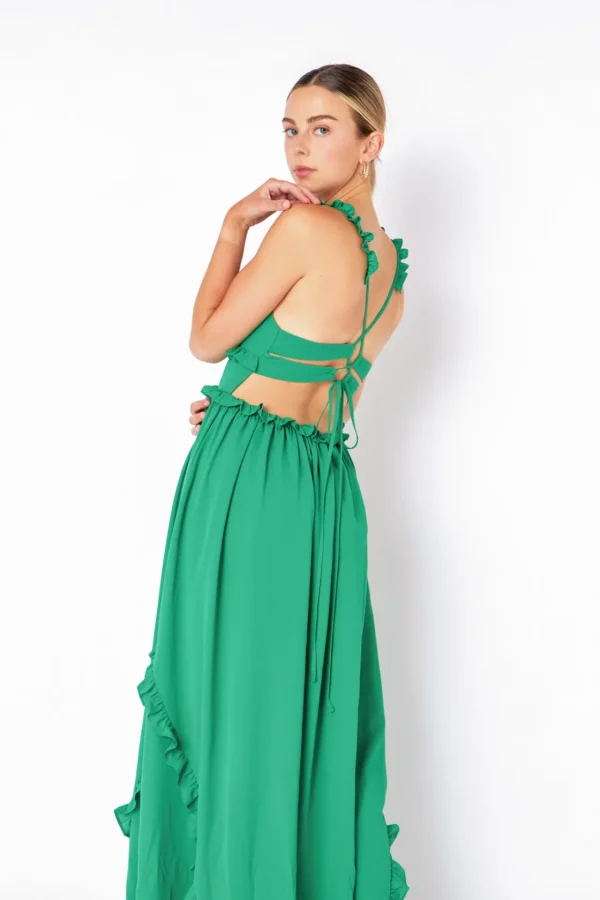 ENDLESS ROSE Strapless | Tops*- Plunged Open Back Maxi Dress KELLYGREEN