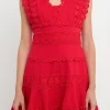ENDLESS ROSE Lace Dresses | White Dresses*- Plunging Neck Lace Trim Mini Dress