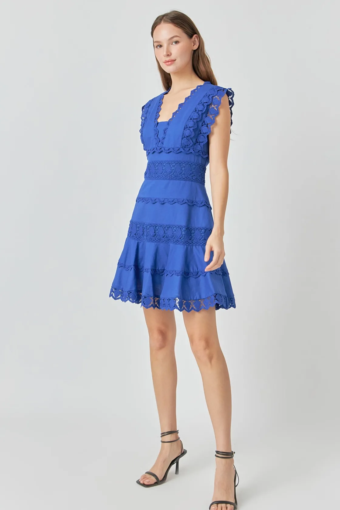 endless_rose__plunging_ne_11.webp ENDLESS ROSE Lace Dresses | White Dresses*- Plunging Neck Lace Trim Mini Dress