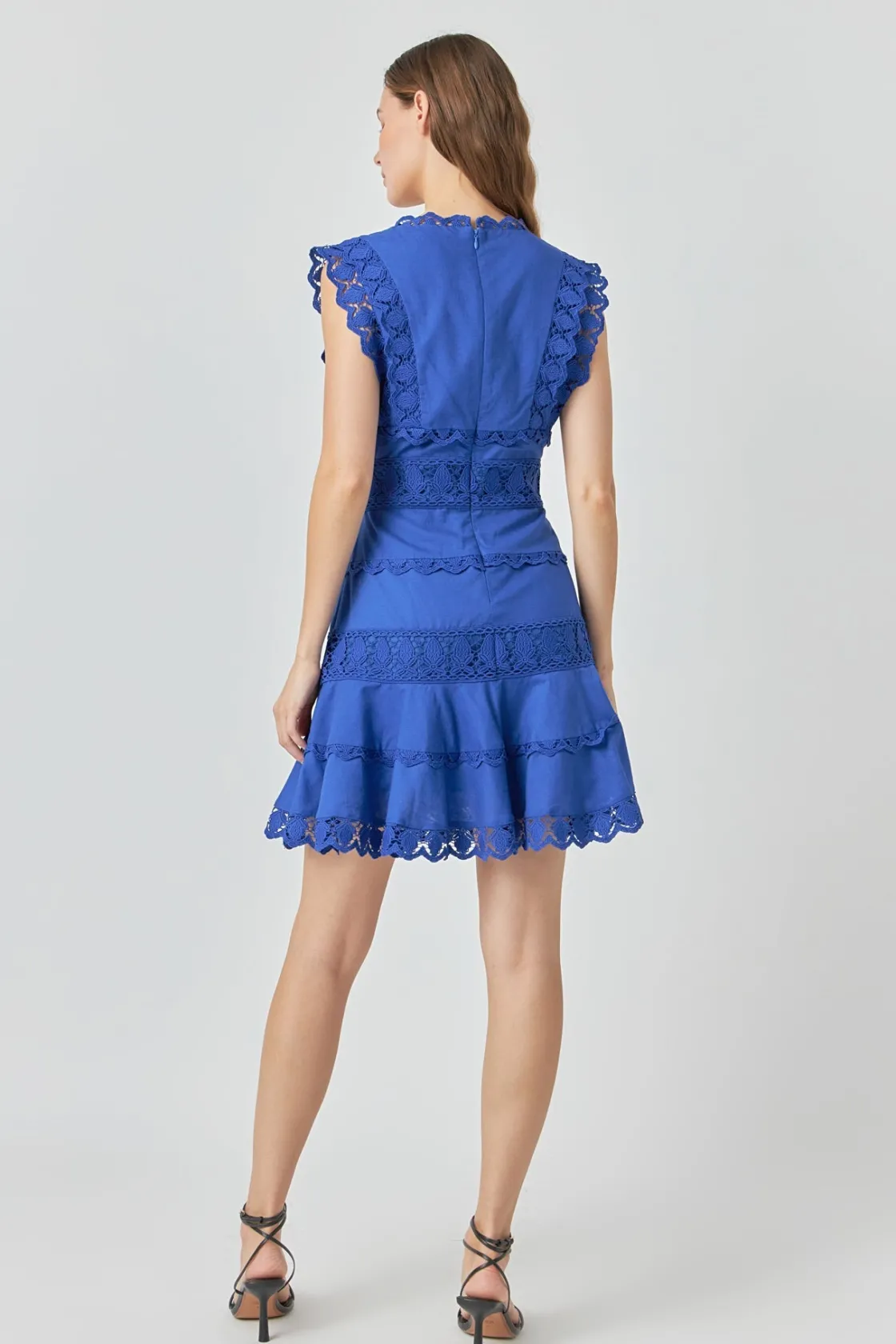 endless_rose__plunging_ne_12.webp ENDLESS ROSE Lace Dresses | White Dresses*- Plunging Neck Lace Trim Mini Dress