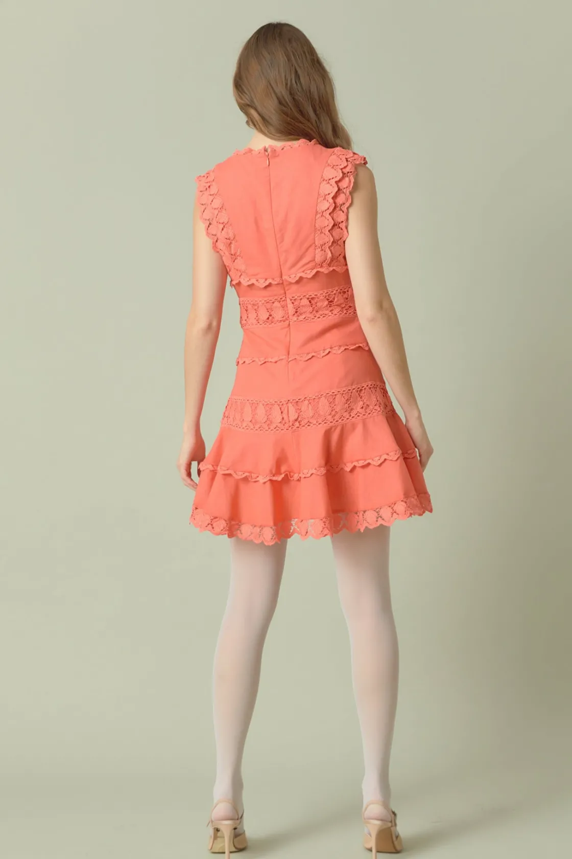 endless_rose__plunging_ne_22.webp ENDLESS ROSE Lace Dresses | White Dresses*- Plunging Neck Lace Trim Mini Dress