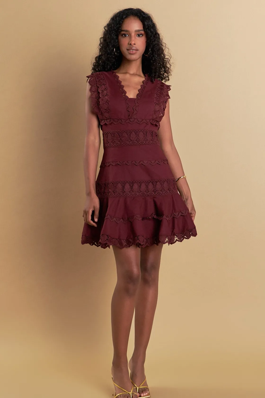 endless_rose__plunging_ne_36.webp ENDLESS ROSE Lace Dresses | White Dresses*- Plunging Neck Lace Trim Mini Dress