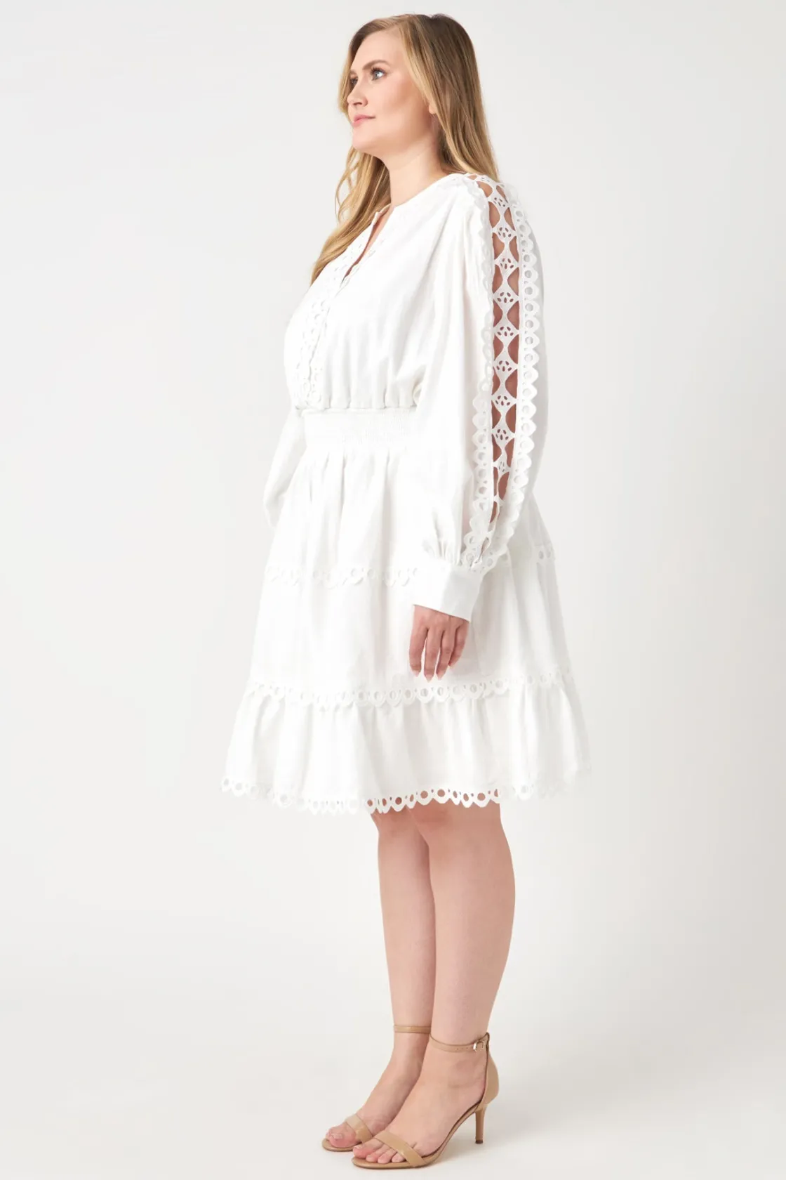endless_rose__plus_size_l_1.webp ENDLESS ROSE Lace Dresses | White Dresses*- Plus Size Lace Trim Mini Dress