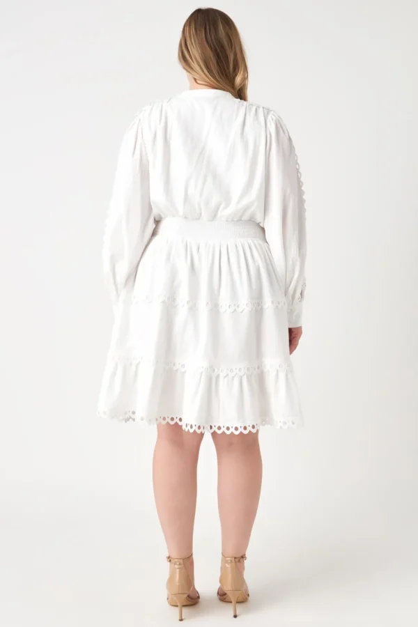 ENDLESS ROSE Lace Dresses | White Dresses*- Plus Size Lace Trim Mini Dress