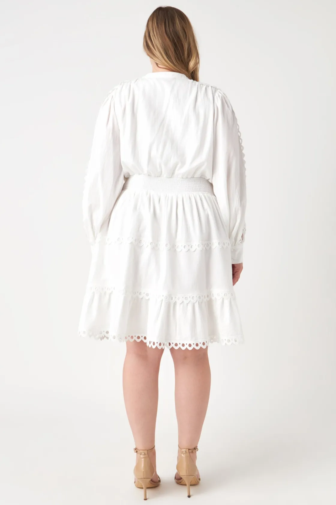endless_rose__plus_size_l_2.webp ENDLESS ROSE Lace Dresses | White Dresses*- Plus Size Lace Trim Mini Dress