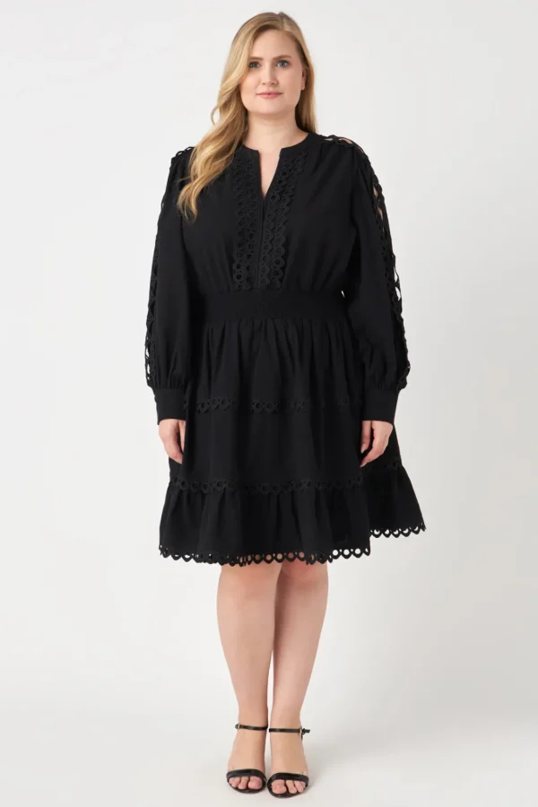 ENDLESS ROSE Lace Dresses | White Dresses*- Plus Size Lace Trim Mini Dress