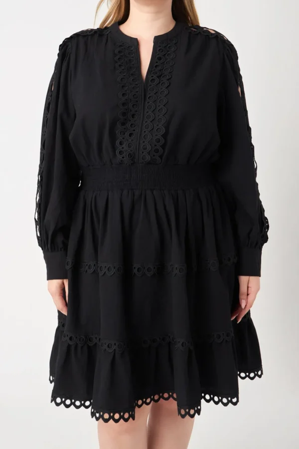 ENDLESS ROSE Lace Dresses | White Dresses*- Plus Size Lace Trim Mini Dress