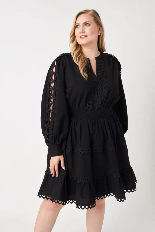 ENDLESS ROSE Lace Dresses | White Dresses*- Plus Size Lace Trim Mini Dress