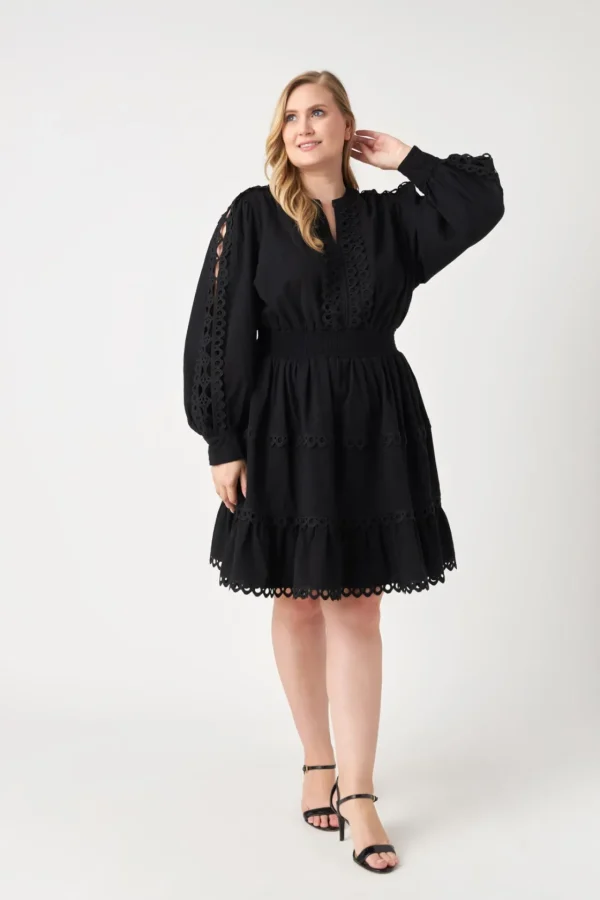 ENDLESS ROSE Lace Dresses | White Dresses*- Plus Size Lace Trim Mini Dress