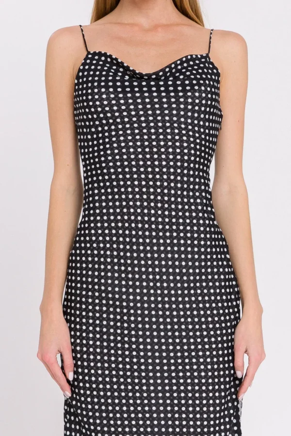 ENDLESS ROSE Tops*- Polka Dot Fitted Dress BLACK