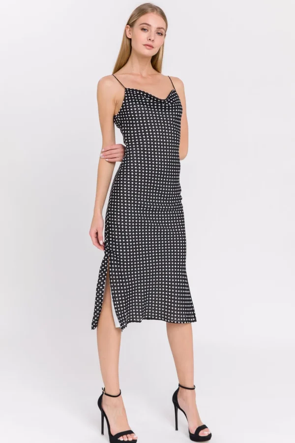 ENDLESS ROSE Tops*- Polka Dot Fitted Dress BLACK