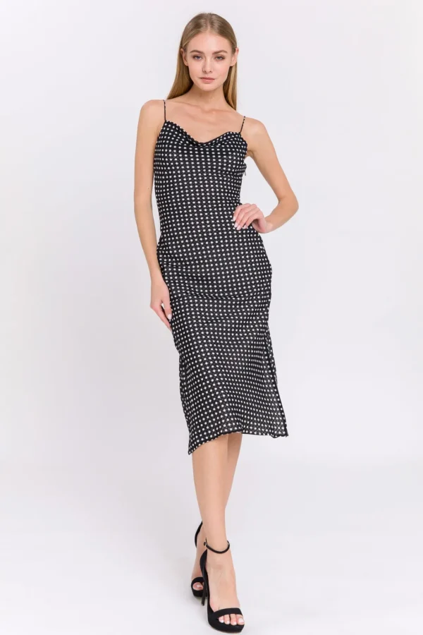 ENDLESS ROSE Tops*- Polka Dot Fitted Dress BLACK