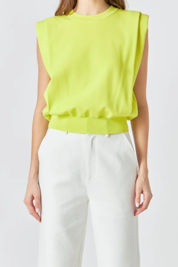 ENDLESS ROSE Tops*- Powder Shoulder Sleeveless Top