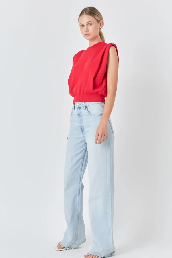 ENDLESS ROSE Tops*- Powder Shoulder Sleeveless Top