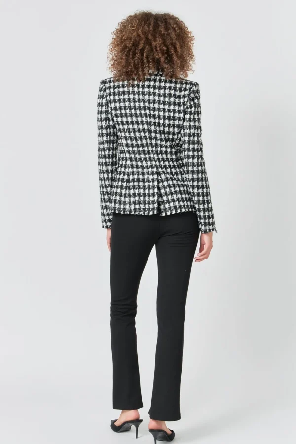 ENDLESS ROSE Blazers | Tops*- Premium Checked Tweed Blazer BLACK/WHITE