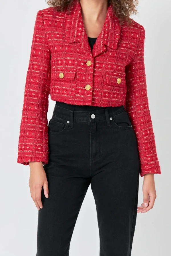 ENDLESS ROSE Matching Sets | Jackets & Coats*- Premium Cropped Tweed Jacket