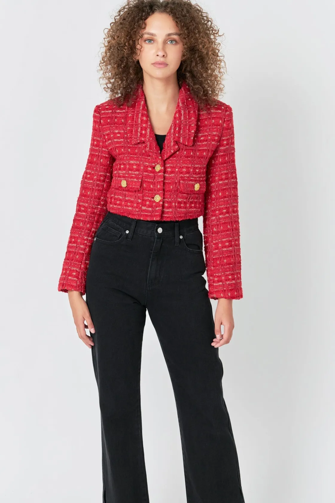 endless_rose__premium_cro_3-2.webp ENDLESS ROSE Matching Sets | Jackets & Coats*- Premium Cropped Tweed Jacket