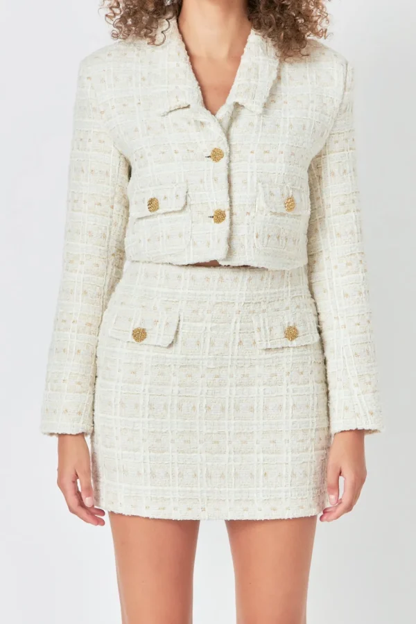 ENDLESS ROSE Matching Sets | Jackets & Coats*- Premium Cropped Tweed Jacket
