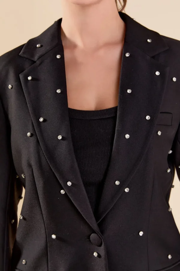 ENDLESS ROSE Matching Sets | Blazers*- Premium Embellished Blazer BLACK