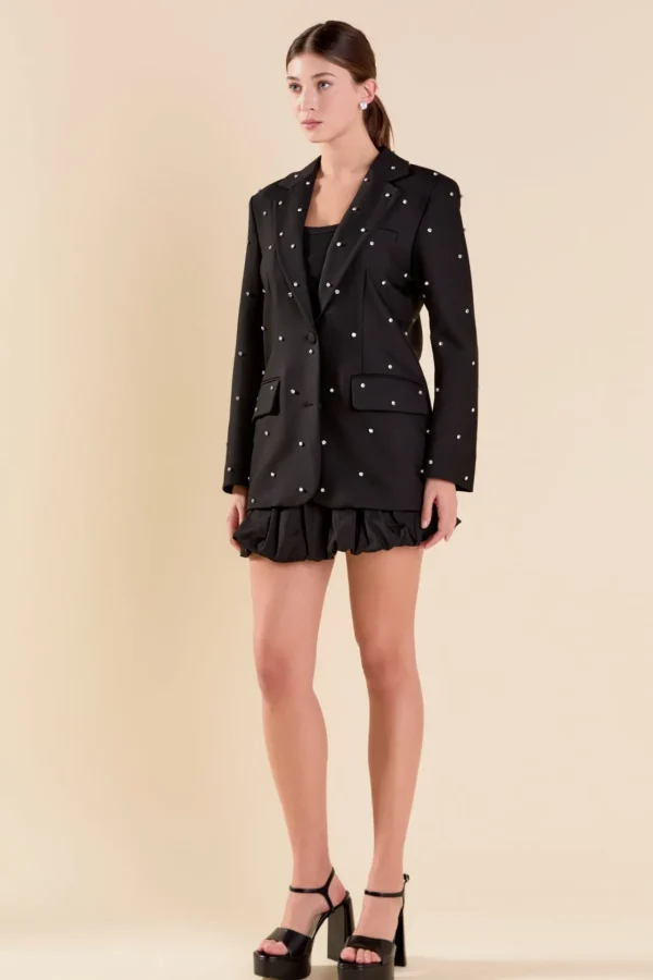 ENDLESS ROSE Matching Sets | Blazers*- Premium Embellished Blazer BLACK