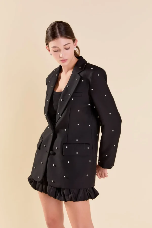 ENDLESS ROSE Matching Sets | Blazers*- Premium Embellished Blazer BLACK