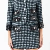 ENDLESS ROSE Jackets & Coats | Tops*- Premium Houndstooth Cropped Jacket AQUA/BLACK