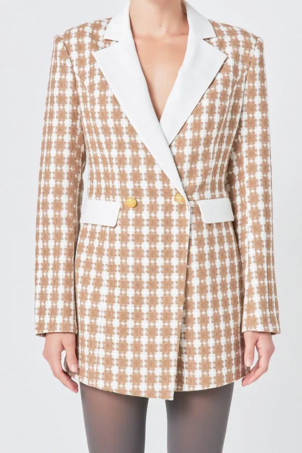 ENDLESS ROSE Blazers | Tops*- Premium Houndstooth Blazer Romper