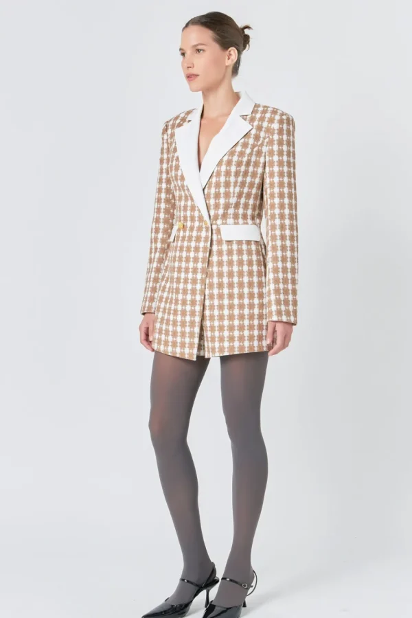 ENDLESS ROSE Blazers | Tops*- Premium Houndstooth Blazer Romper