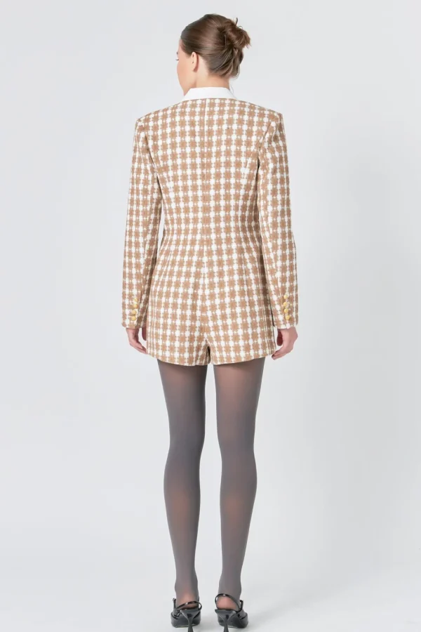 ENDLESS ROSE Blazers | Tops*- Premium Houndstooth Blazer Romper