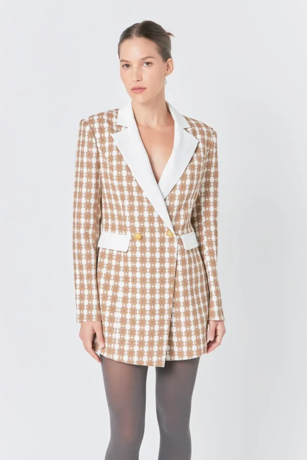 ENDLESS ROSE Blazers | Tops*- Premium Houndstooth Blazer Romper