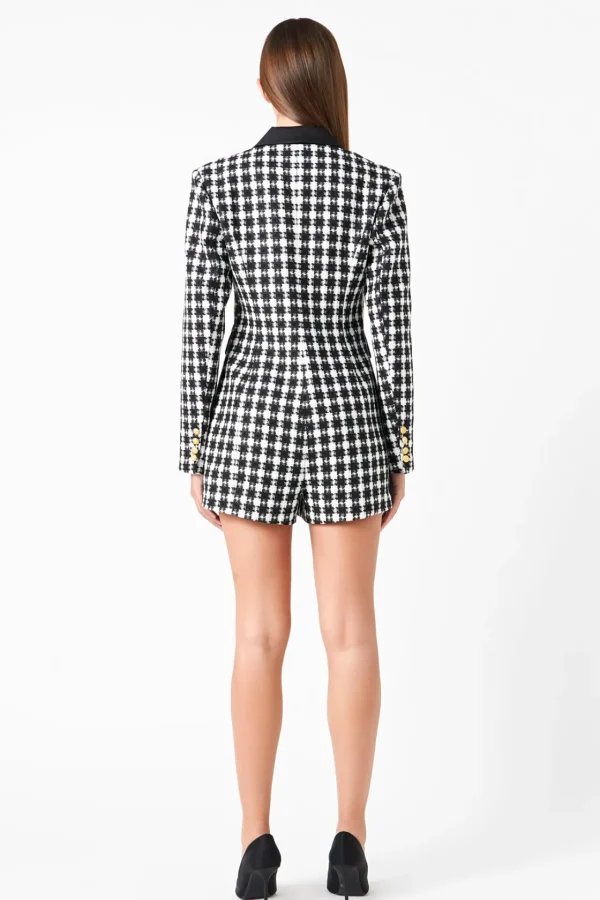 ENDLESS ROSE Blazers | Tops*- Premium Houndstooth Blazer Romper
