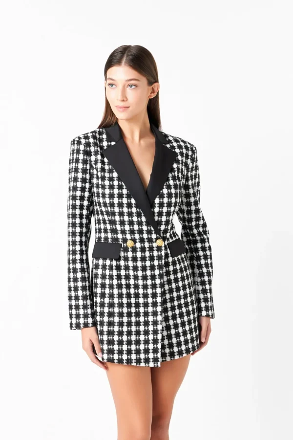 ENDLESS ROSE Blazers | Tops*- Premium Houndstooth Blazer Romper