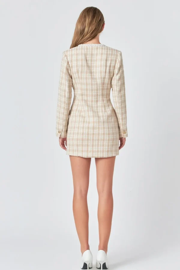 ENDLESS ROSE Tweed Dresses | Tops*- Premium Long Sleeve Tweed Mini Dress