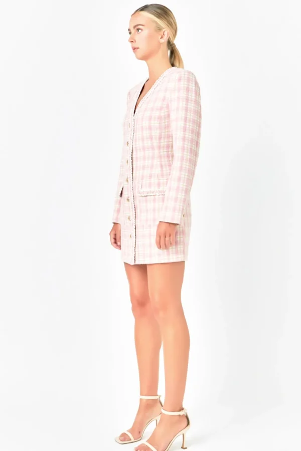 ENDLESS ROSE Tweed Dresses | Tops*- Premium Long Sleeve Tweed Mini Dress