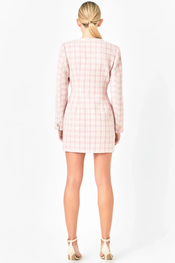 ENDLESS ROSE Tweed Dresses | Tops*- Premium Long Sleeve Tweed Mini Dress