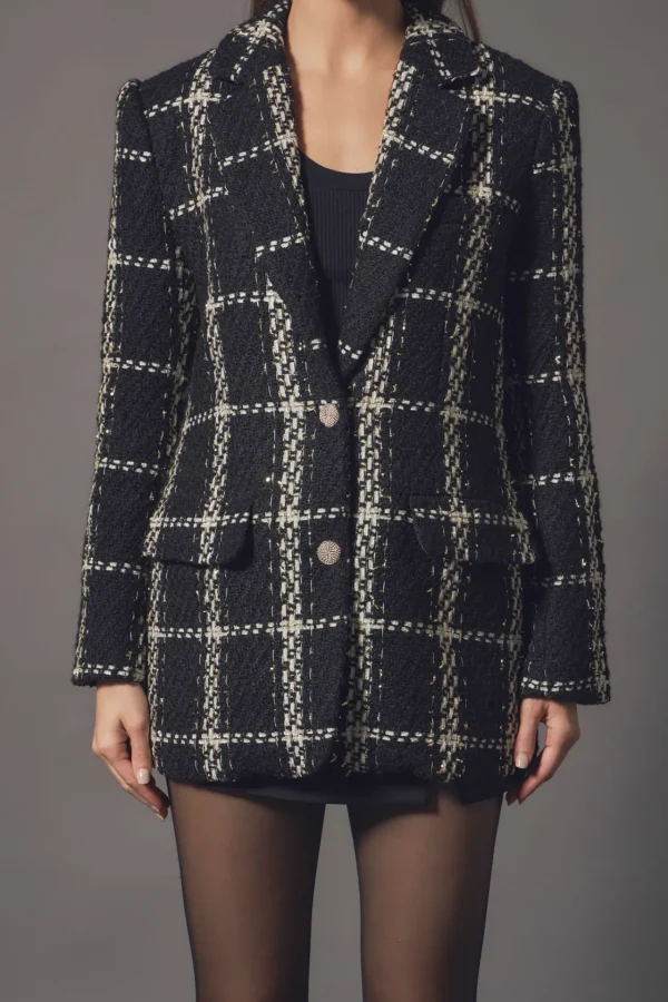 ENDLESS ROSE Blazers | Tops*- Premium Oversized Boucle Blazer BLACK