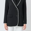 ENDLESS ROSE Matching Sets | Blazers*- Premium Pearl-Trimmed Blazer BLACK