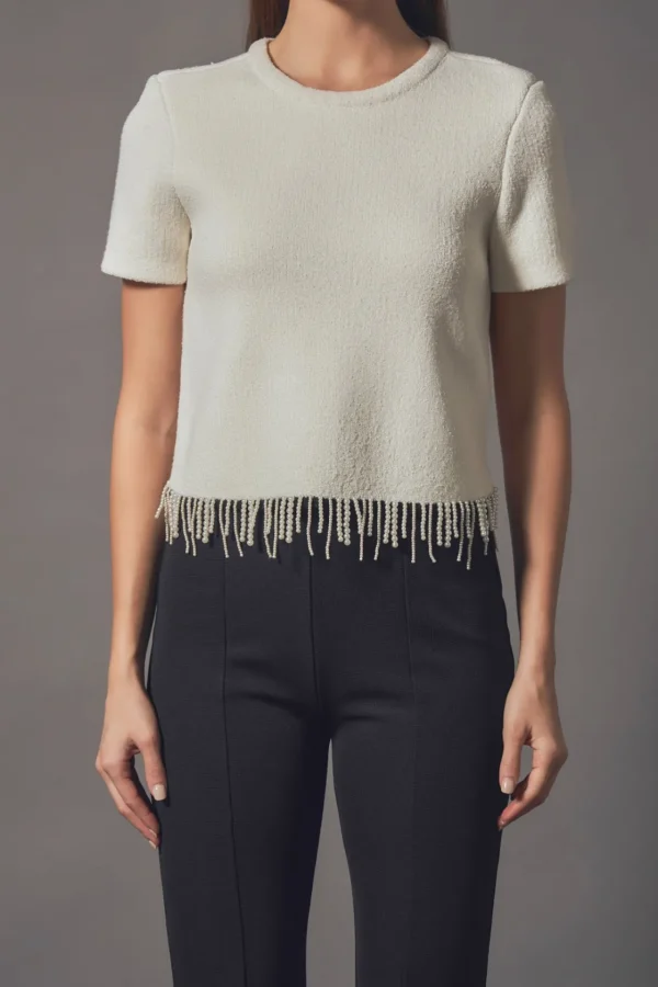 ENDLESS ROSE Sweaters & Knits | Tops*- Premium Pearl Trim Knit Top